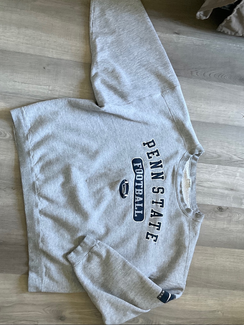 90s Nike Gray Crewneck Sweatshirt with Navy Penn State Football Logo